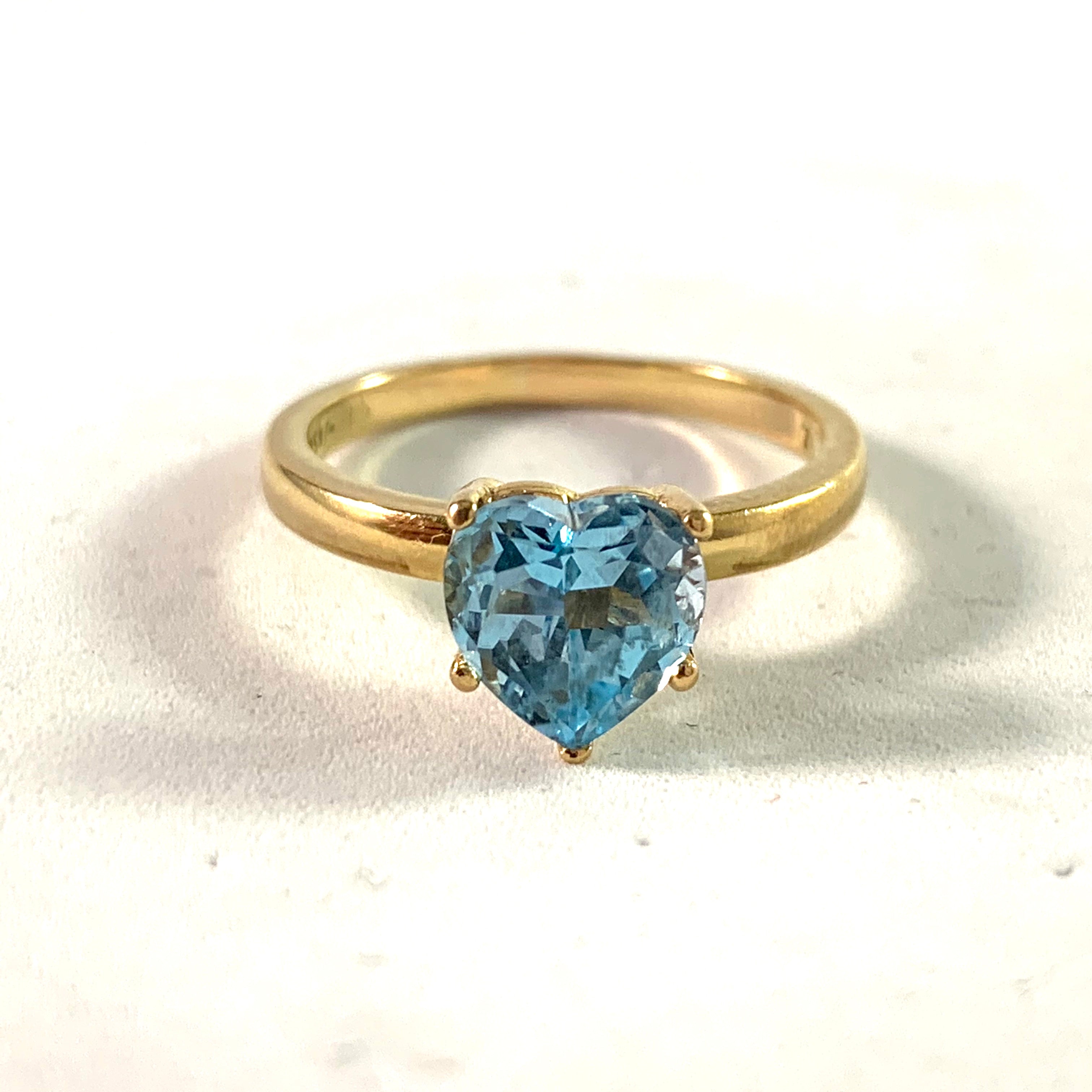 Vintage Gold selling I Love You Blue Topaz Ring