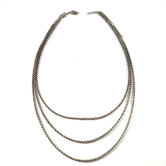 Ceson Gothenburg 1951. Mid Century Solid Silver 3 Strand Necklace.