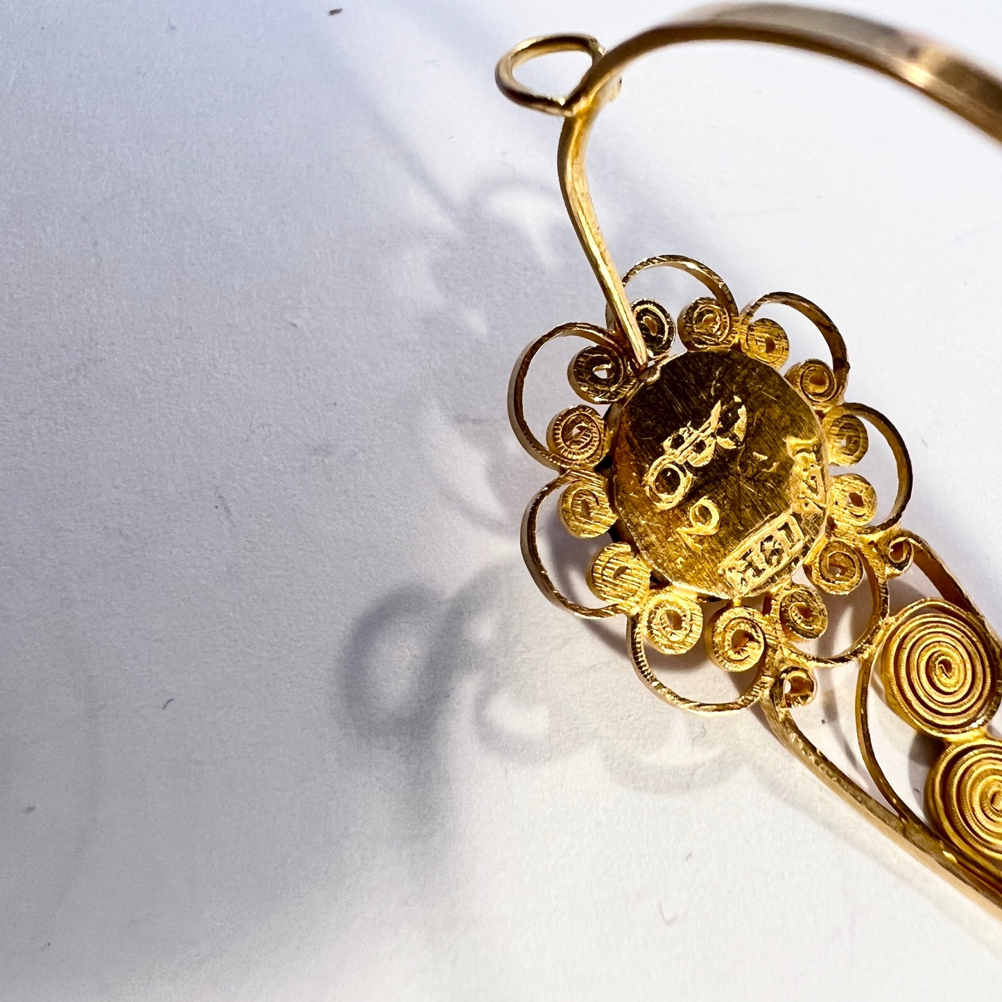 C Zetterström, Sweden year 1796. Antique Georgian 18k Gold Large Single Earring.