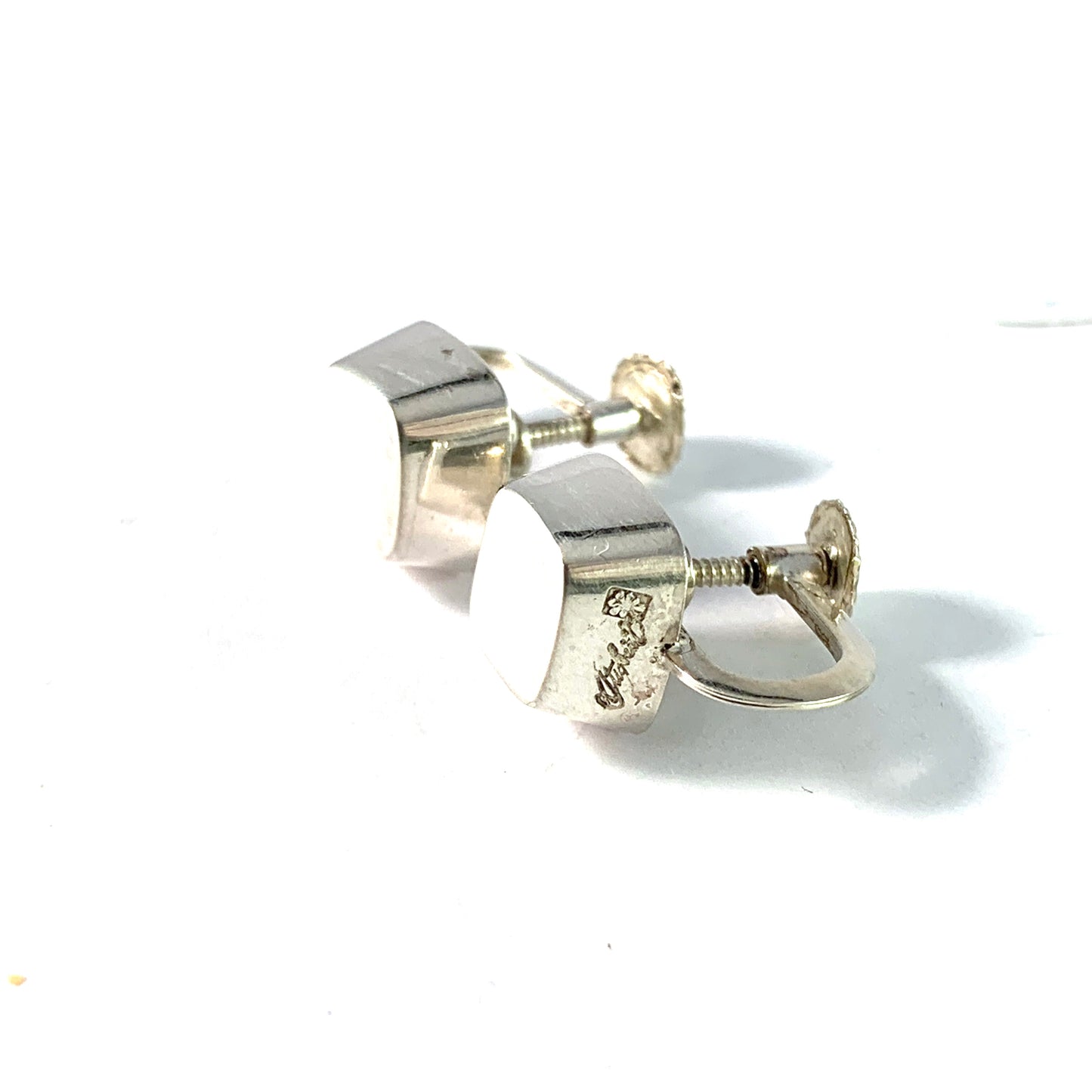 Sigurd Persson for Stigbert, Sweden 1956 Iconic Cube Design Sterling Silver Earrings