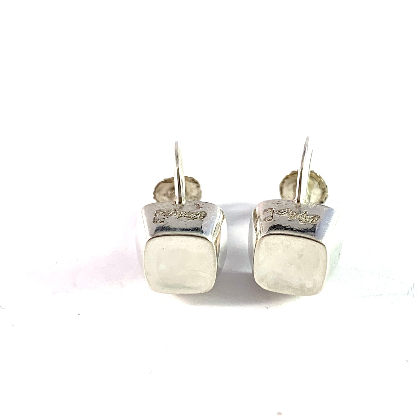 Sigurd Persson for Stigbert, Sweden 1956 Iconic Cube Design Sterling Silver Earrings