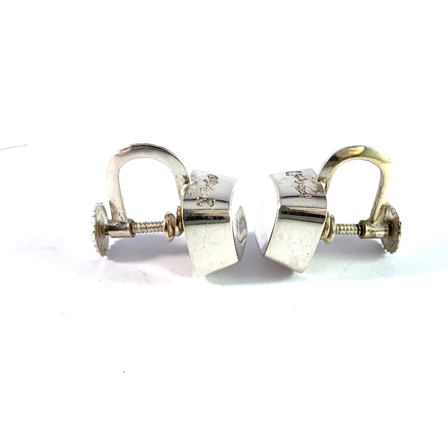 Sigurd Persson for Stigbert, Sweden 1956 Iconic Cube Design Sterling Silver Earrings