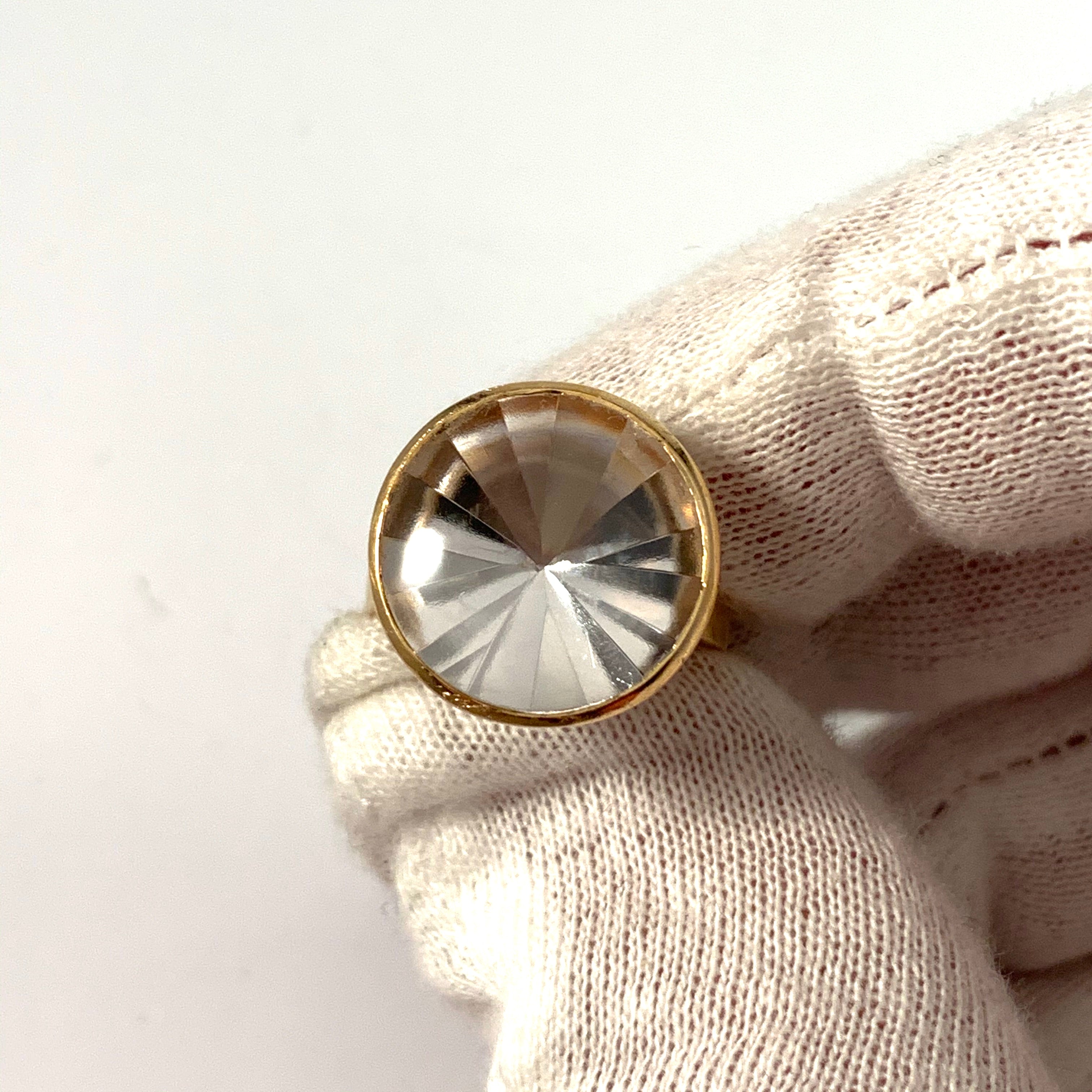 Atelje Stigbert, Sweden 1968. Modernist 18k Gold Rock Crystal Ring.