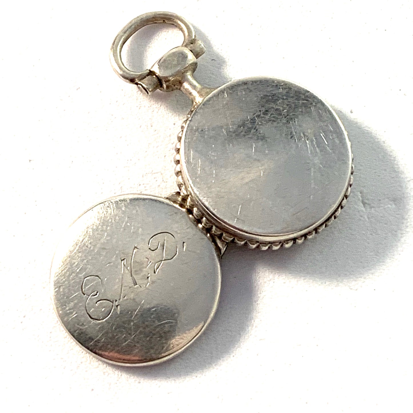 Sweden c 1850s Victorian Silver Locket Pendant.