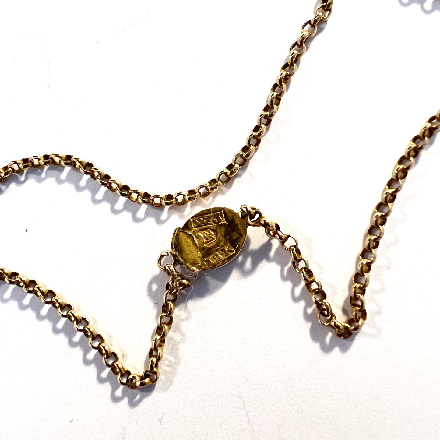 Sweden year 1827. Antique Georgian 18k Gold 60" Longuard Chain Necklace.