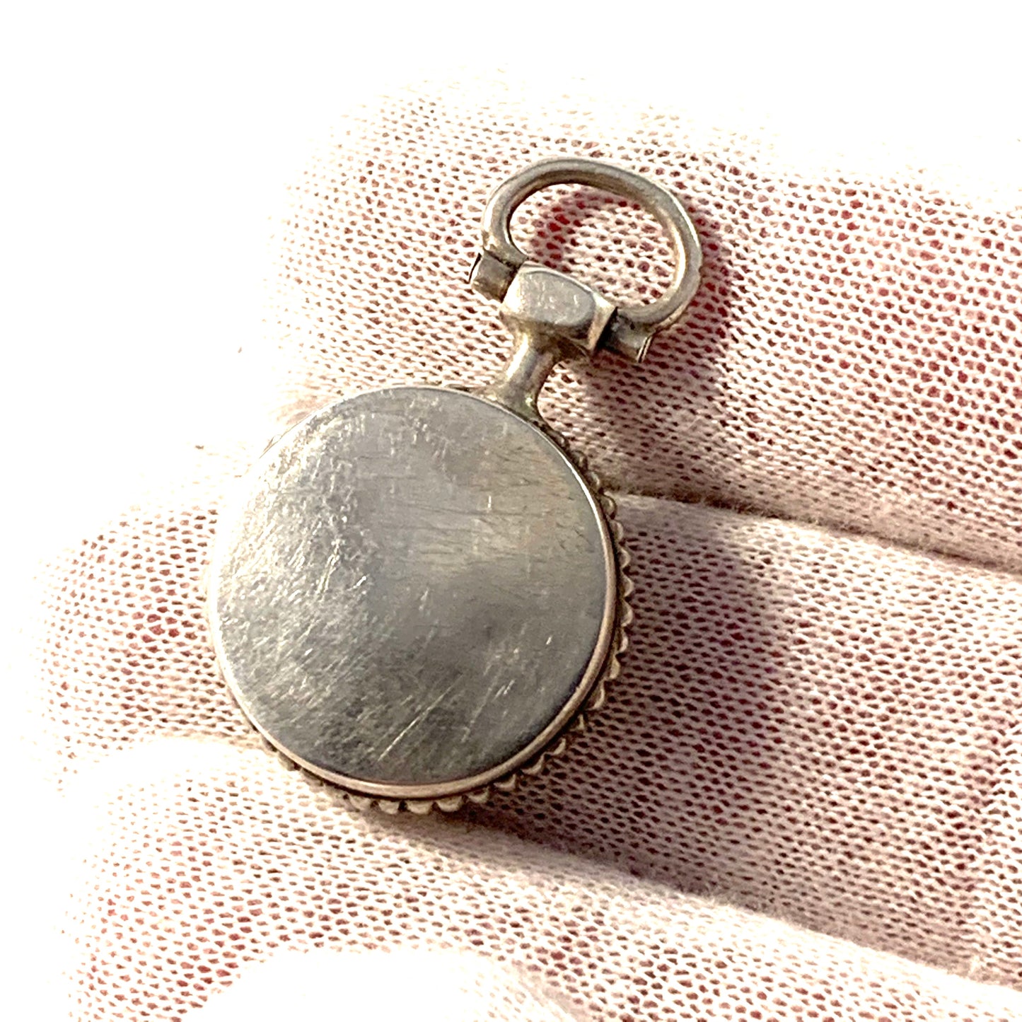 Sweden c 1850s Victorian Silver Locket Pendant.