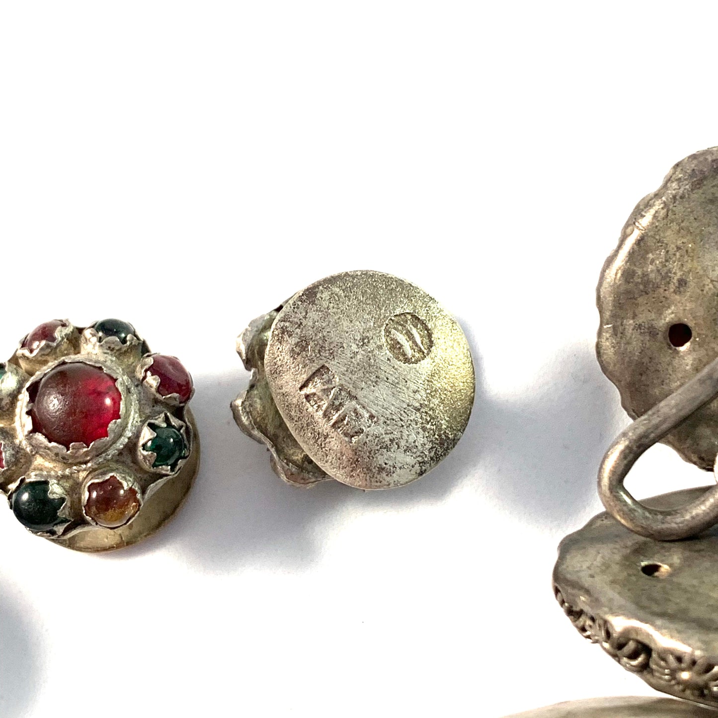 Lot, Georgian and Victorian Silver Paste Buttons and Studs. Mostly Hallmarked for Sweden.