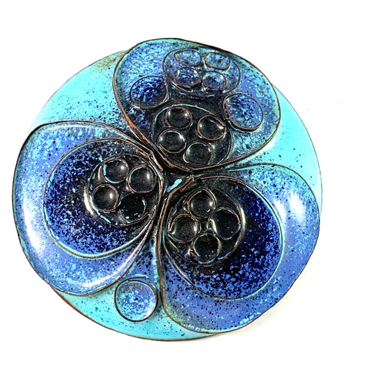 Anja Mäkinen, Finland 1970s. Large Copper Enamel Brooch.