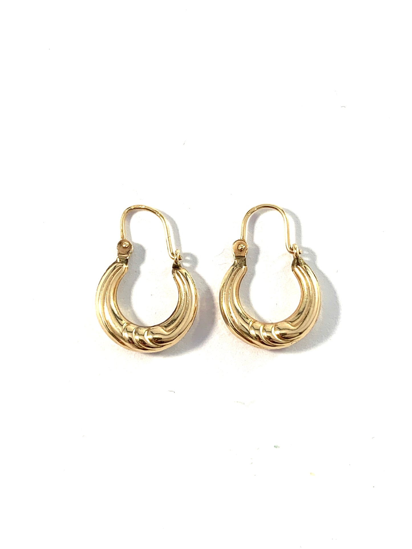 Vintage Mid Century 14k Gold Hollow Earrings. Possibly Austria.
