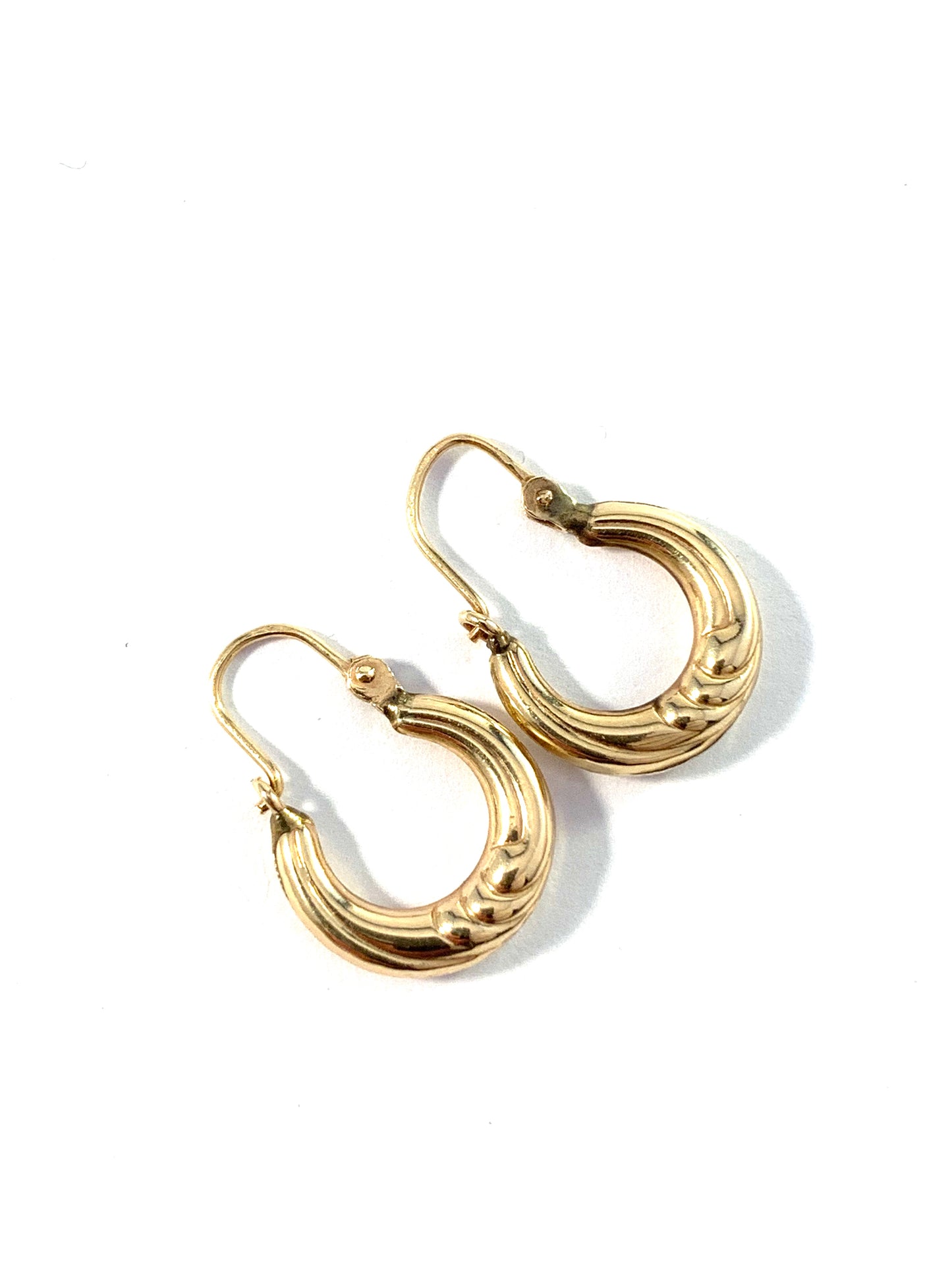 Vintage Mid Century 14k Gold Hollow Earrings. Possibly Austria.