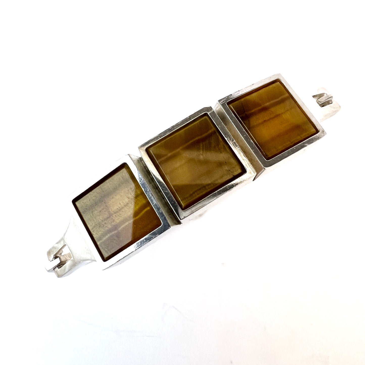 Niels Erik From, Denmark 1950-60s. Vintage Modernist Sterling Silver Tiger's-Eye Bracelet.