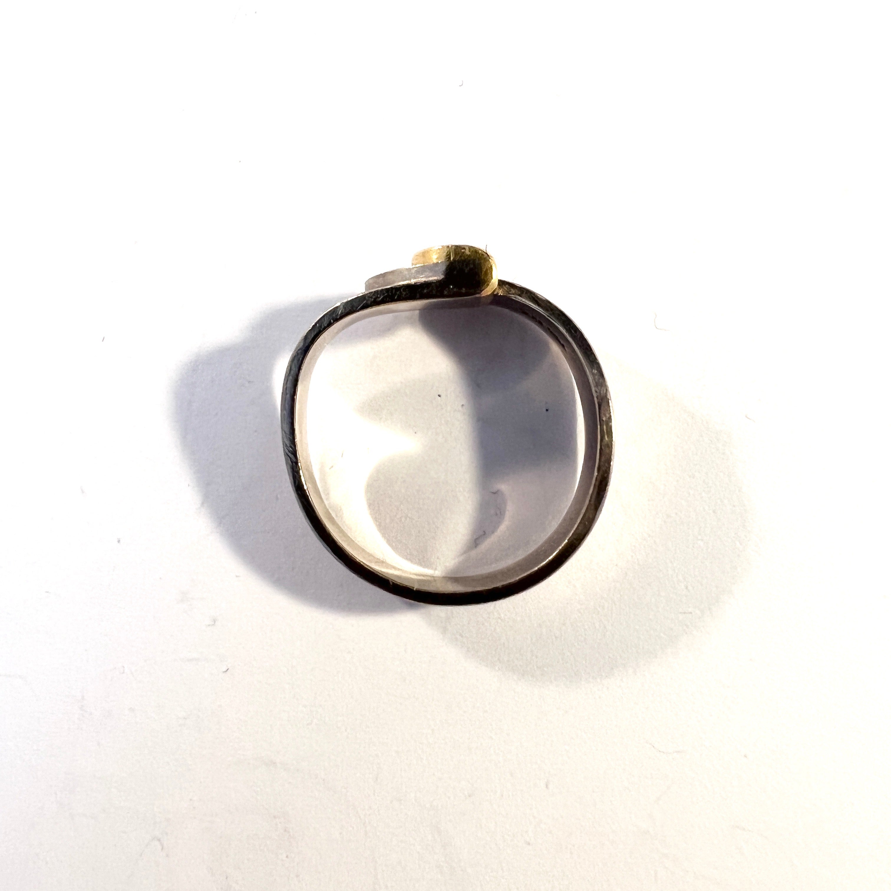 Vintage Modernist 18k White and Yellow Gold Ring. Makers Mark. 5.8gram