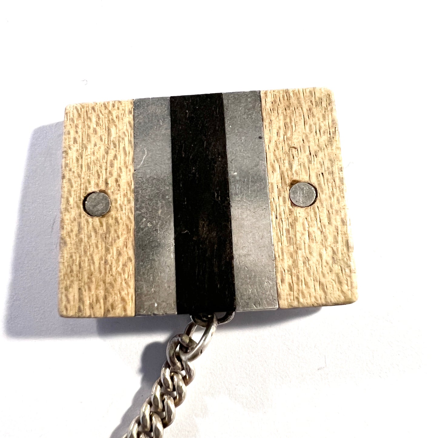 Esther Lewittes Modernist Sterling Silver Wood Key Chain