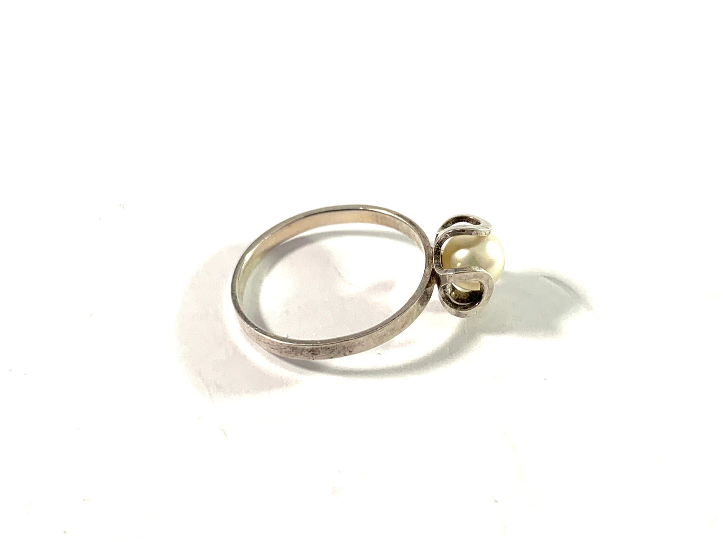 Elis Kauppi,  Kupittaan Kulta Finland 1950-60s Sterling Silver Cultured Pearl Ring.