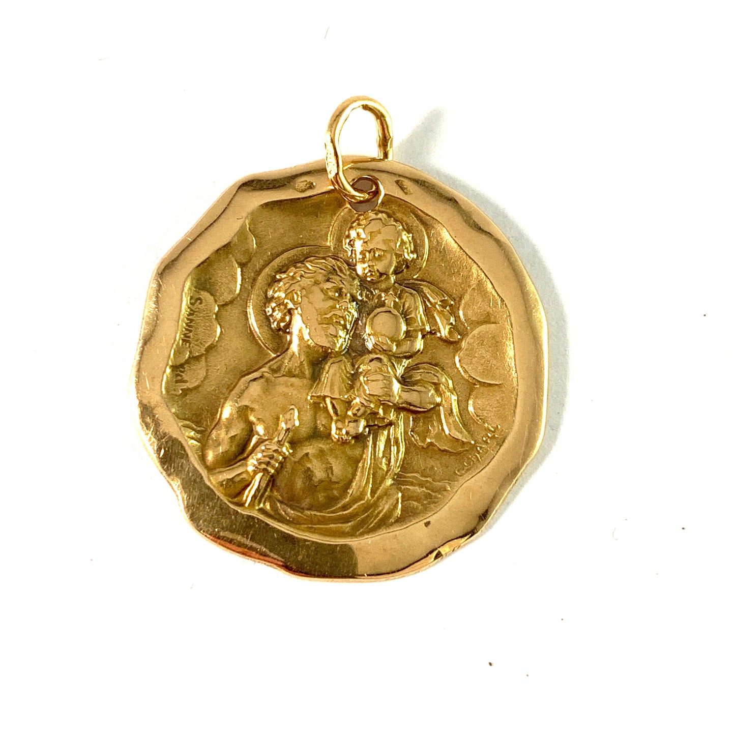 France early 1900s. Solid 18k Gold Medal Pendant. Fully Hallmarked and Signed. 6.1gram