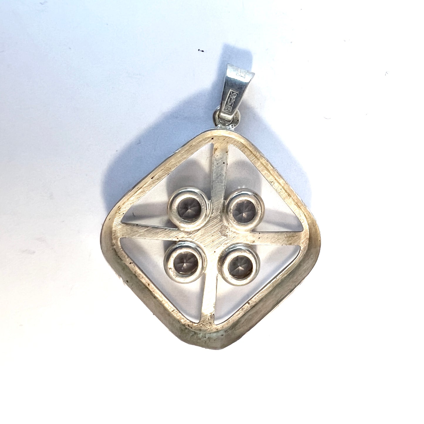 Kultasepat Salovaara, Finland c 1970s. Sterling Silver Rock Crystal Pendant.