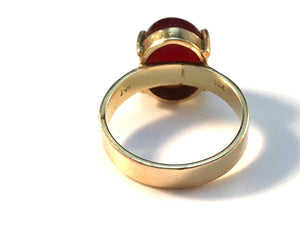 Vintage 1960s 18k Gold Red Hardstone Ring.
