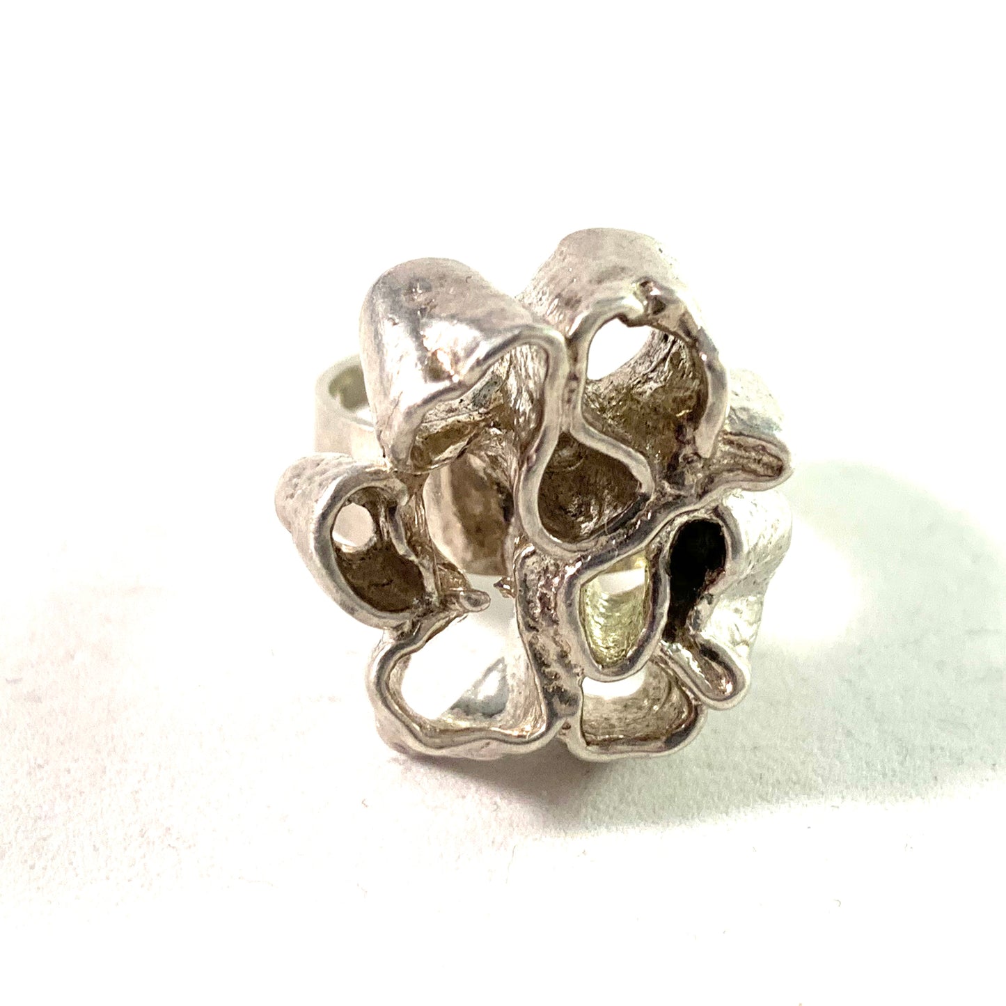 Stockholm year 1970 Modernist Abstract Sterling Silver Ring. Signed