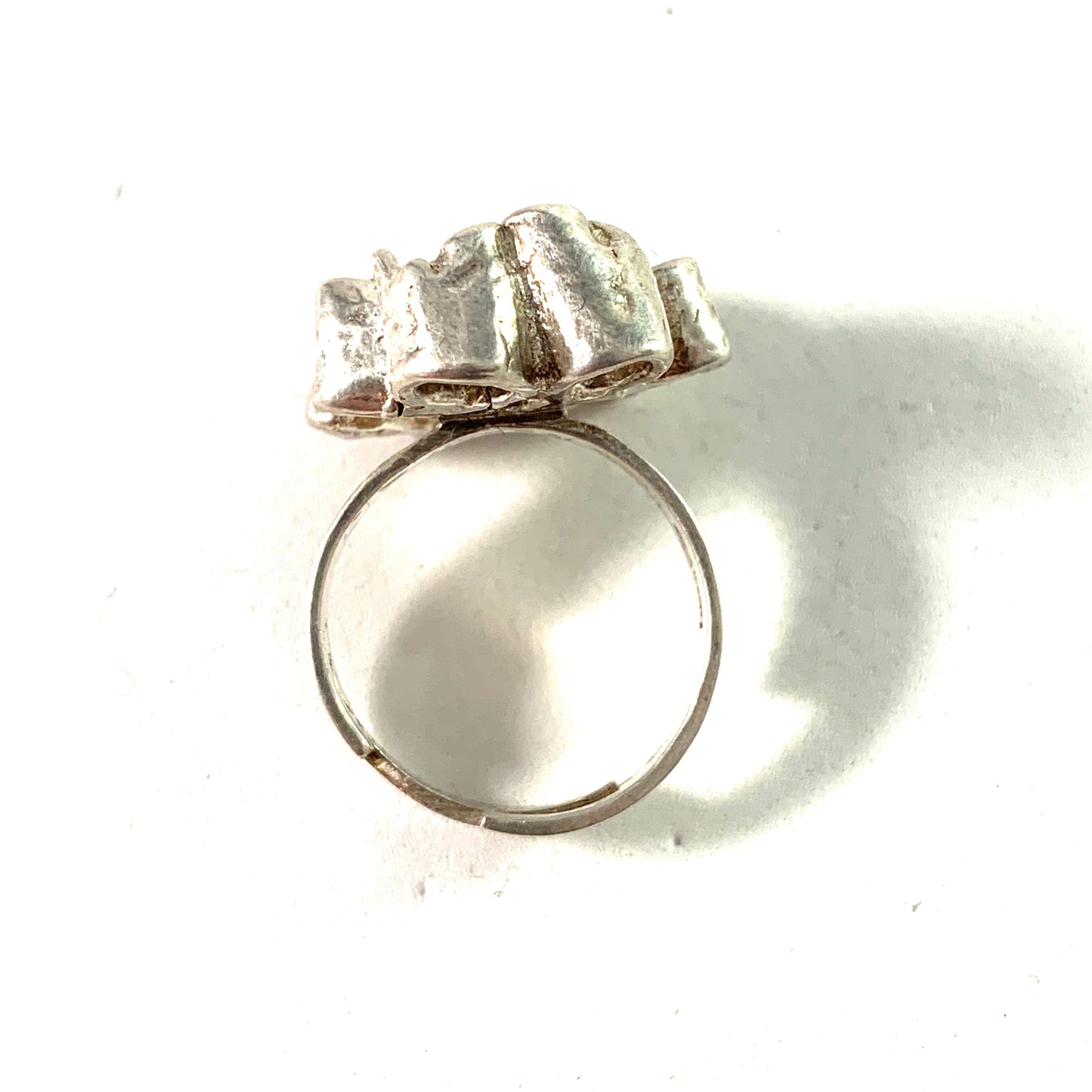 Stockholm year 1970 Modernist Abstract Sterling Silver Ring. Signed