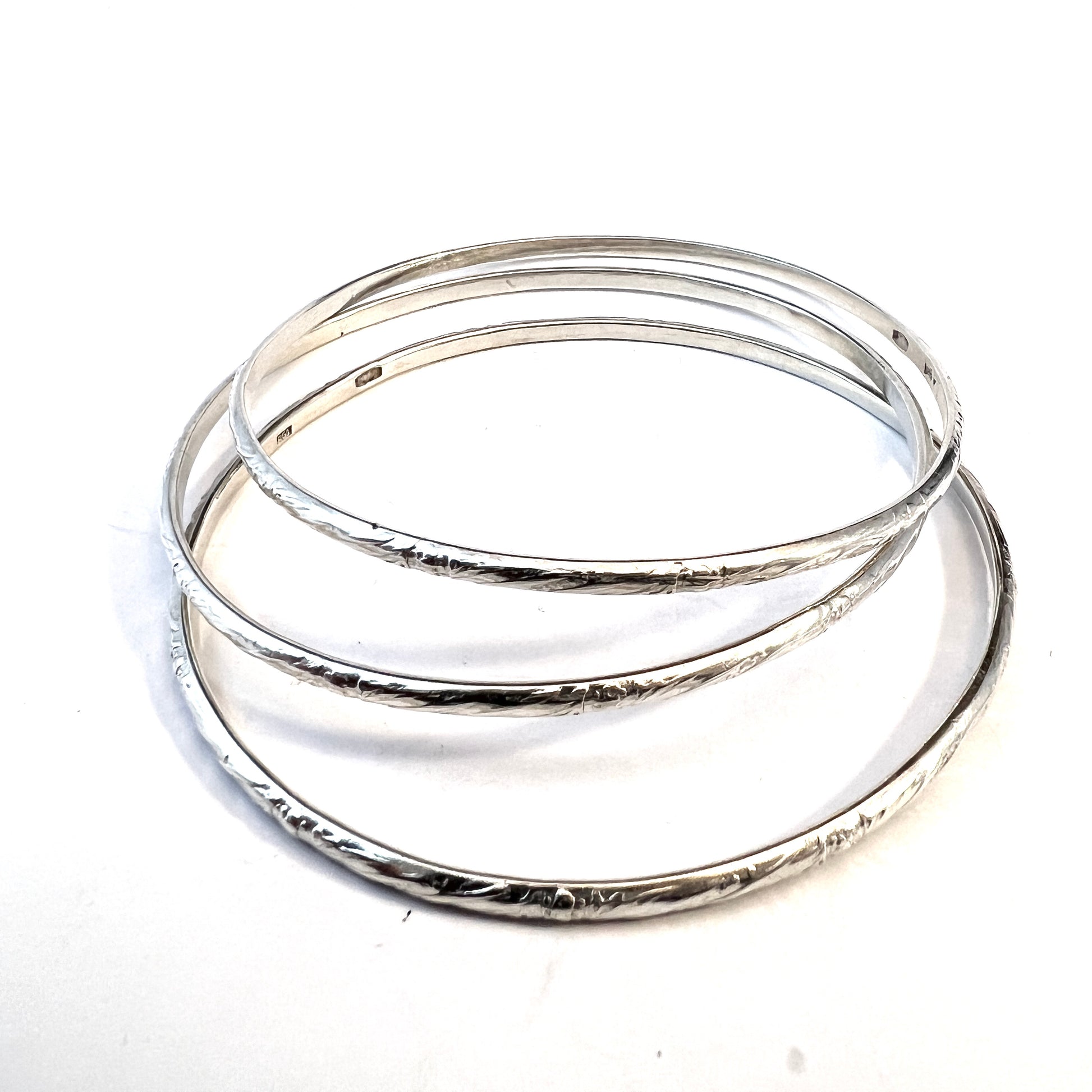 Soviet USSR c 1960-70s. Vintage Solid Silver Bangle Stack. – T ...
