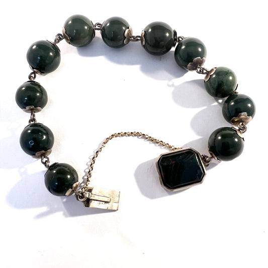 Antique Victorian Silver Heliotrope Bloodstone Bracelet.