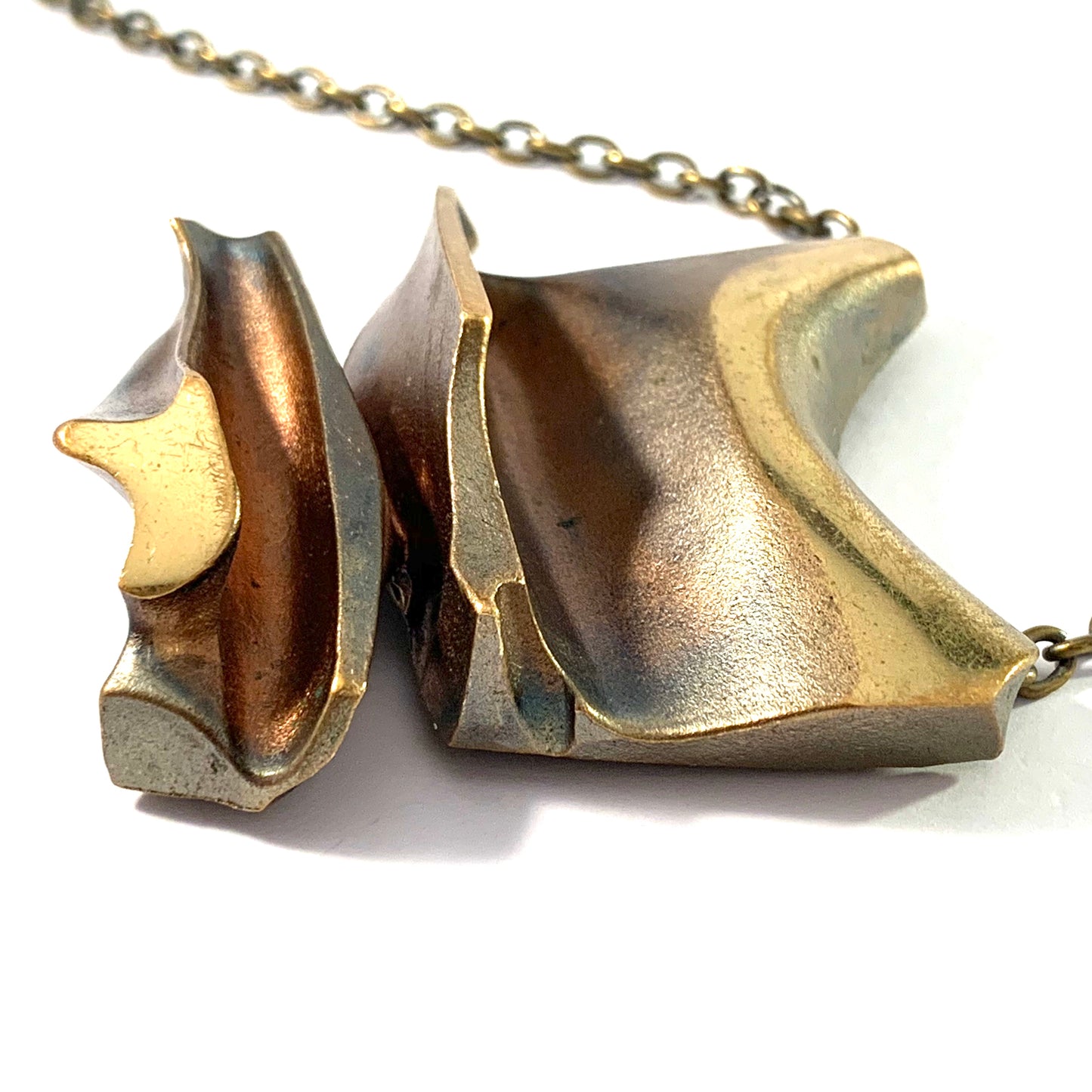 Björn Weckström Lapponia Finland 1971. Design Daytona, Massive Flame Bronze Pendant Necklace.