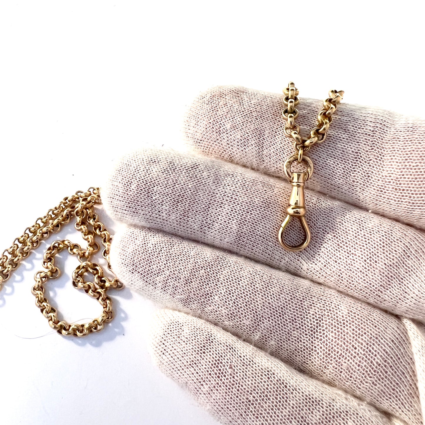 Sweden Early 1900s 18k Gold Watch Chain in Perfect Necklace Length. 27in  15.5gram