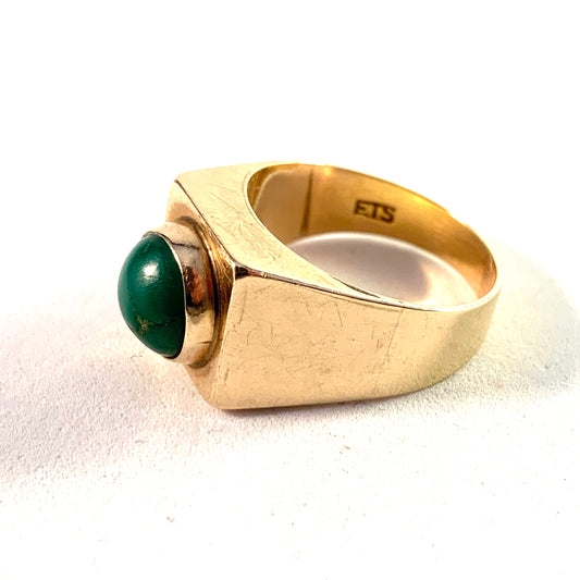 Erik T Steftensen, Copenhagen 1970-76 Vintage 14k Gold Turquoise Ring.