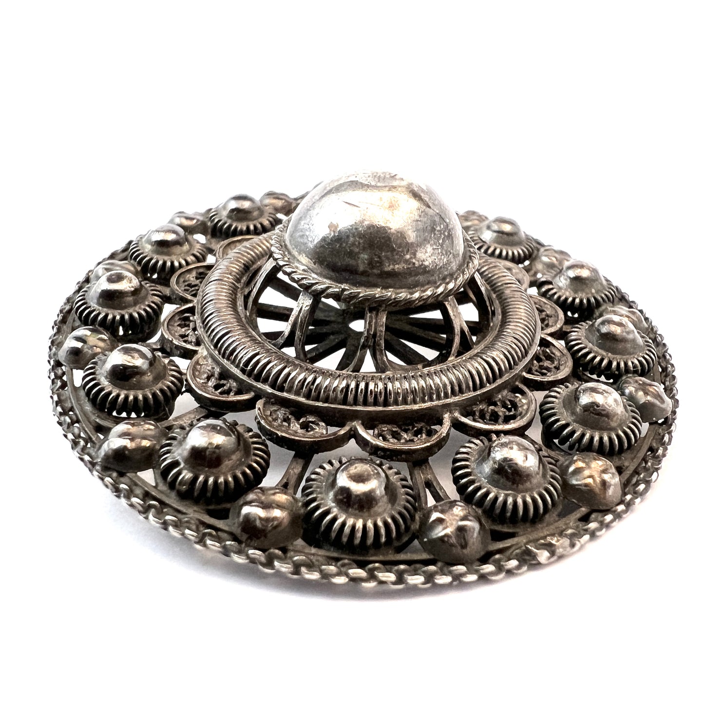 The Netherlands early 1900s Antique Solid Silver Traditional Brooch.