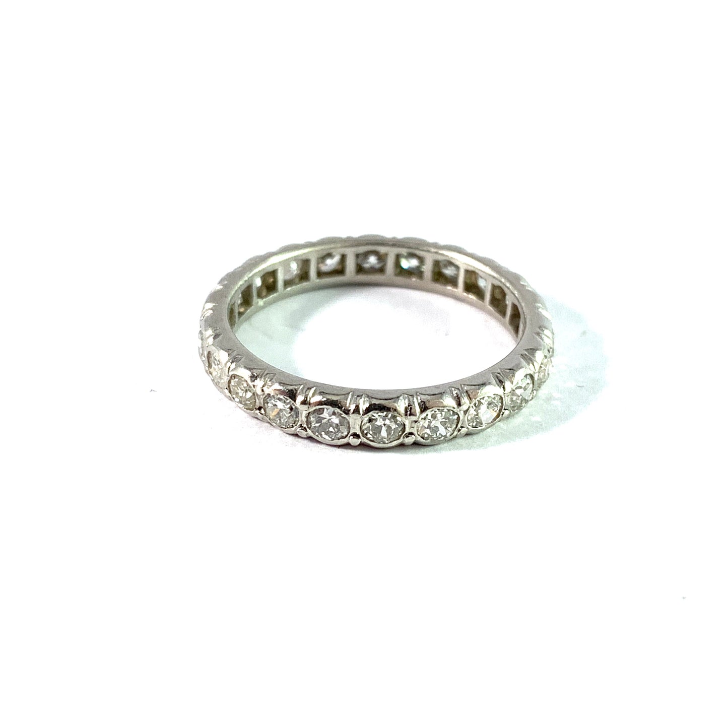 J Petersson, Stockholm 1936. Art Deco Platinum 1.1ctw Diamond Eternity Ring.