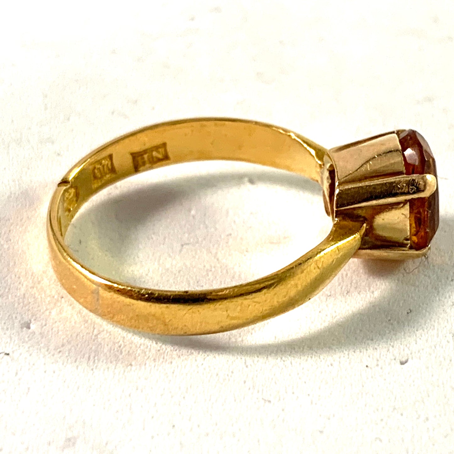 Sweden 23k Gold Citrine Conversion Ring.