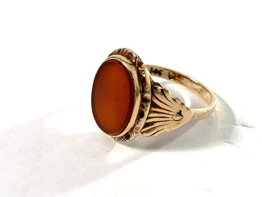 Mid Century 14k Gold Carnelian Unisex Signet Ring