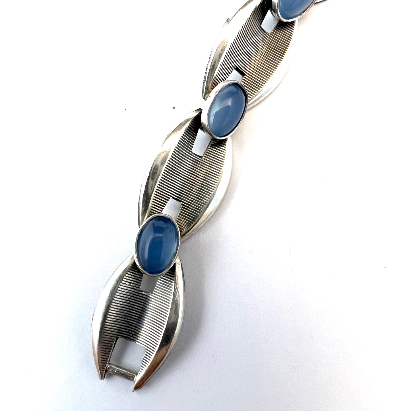 K&L-Kordes Lichtenfels, Germany 1960s Solid 835 Silver Chalcedony Bracelet.