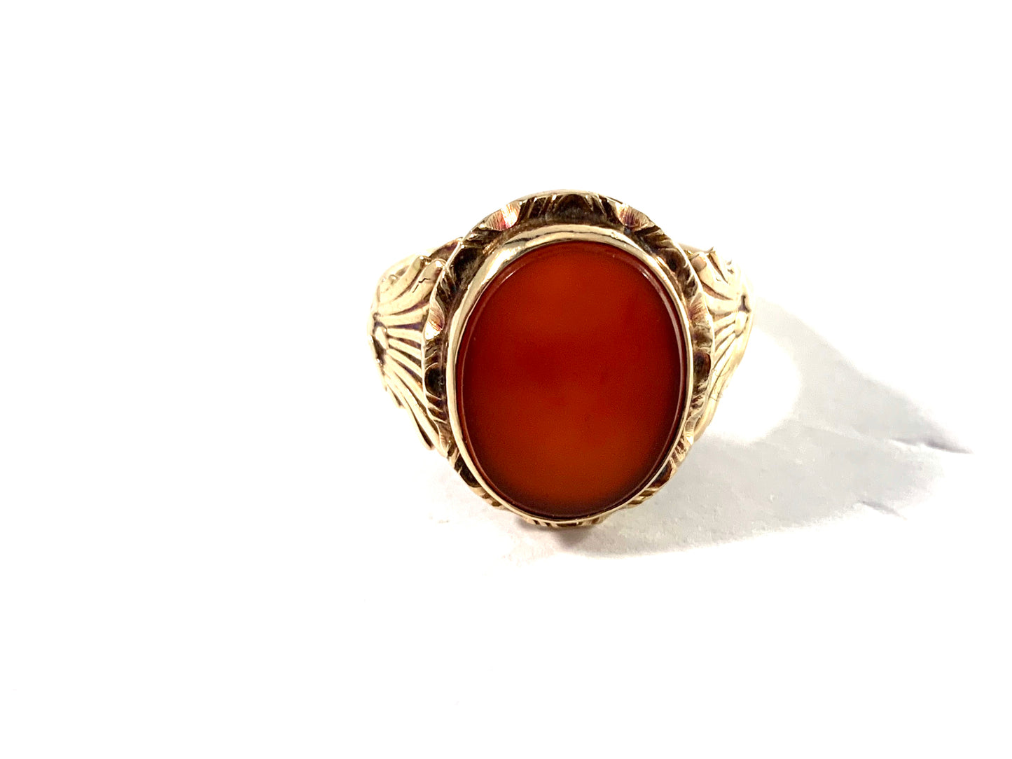 Mid Century 14k Gold Carnelian Unisex Signet Ring