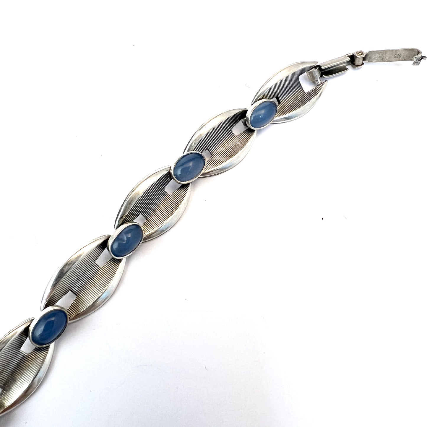 K&L-Kordes Lichtenfels, Germany 1960s Solid 835 Silver Chalcedony Bracelet.