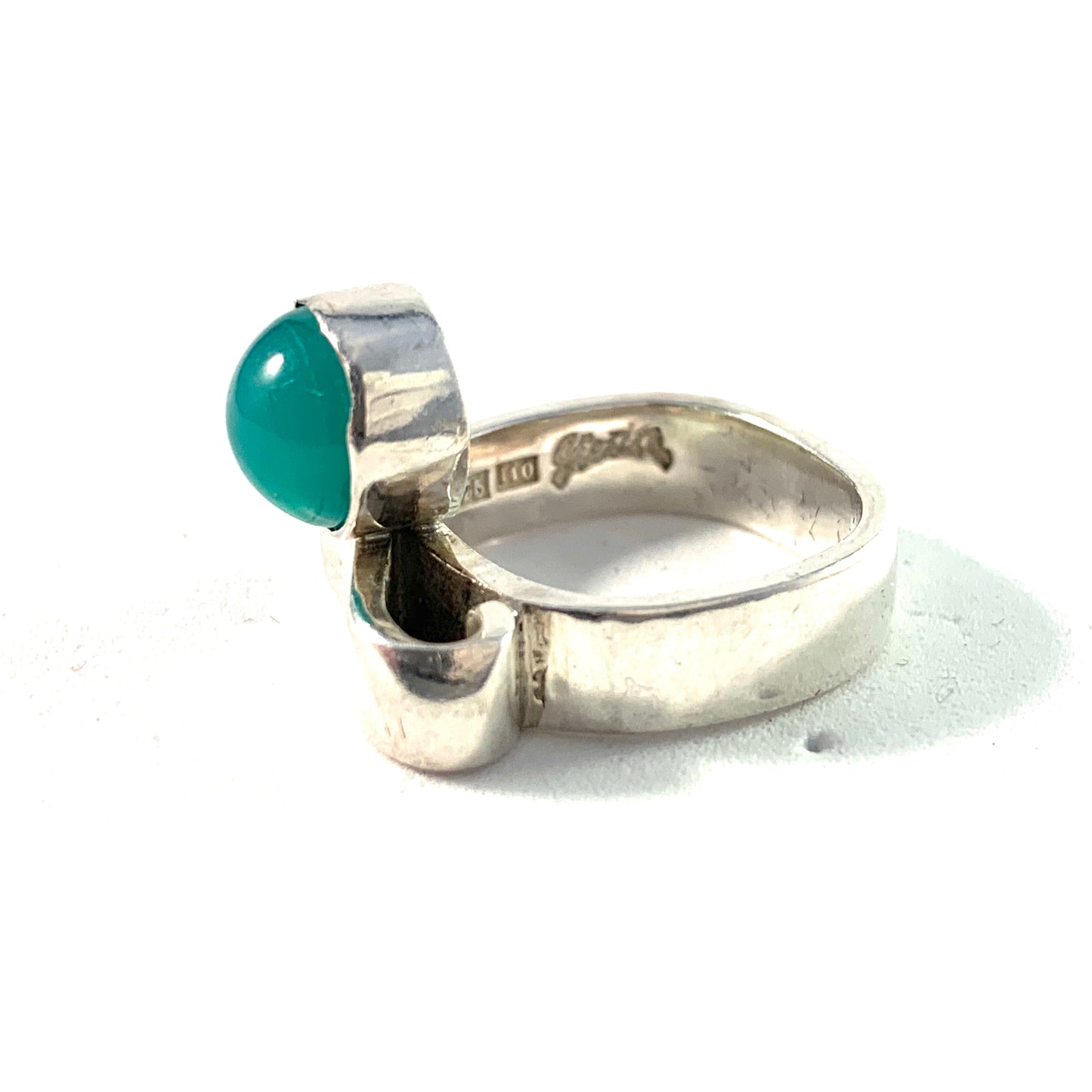 Claes E Giertta, Sweden Vintage Sterling Chrysoprase Ring