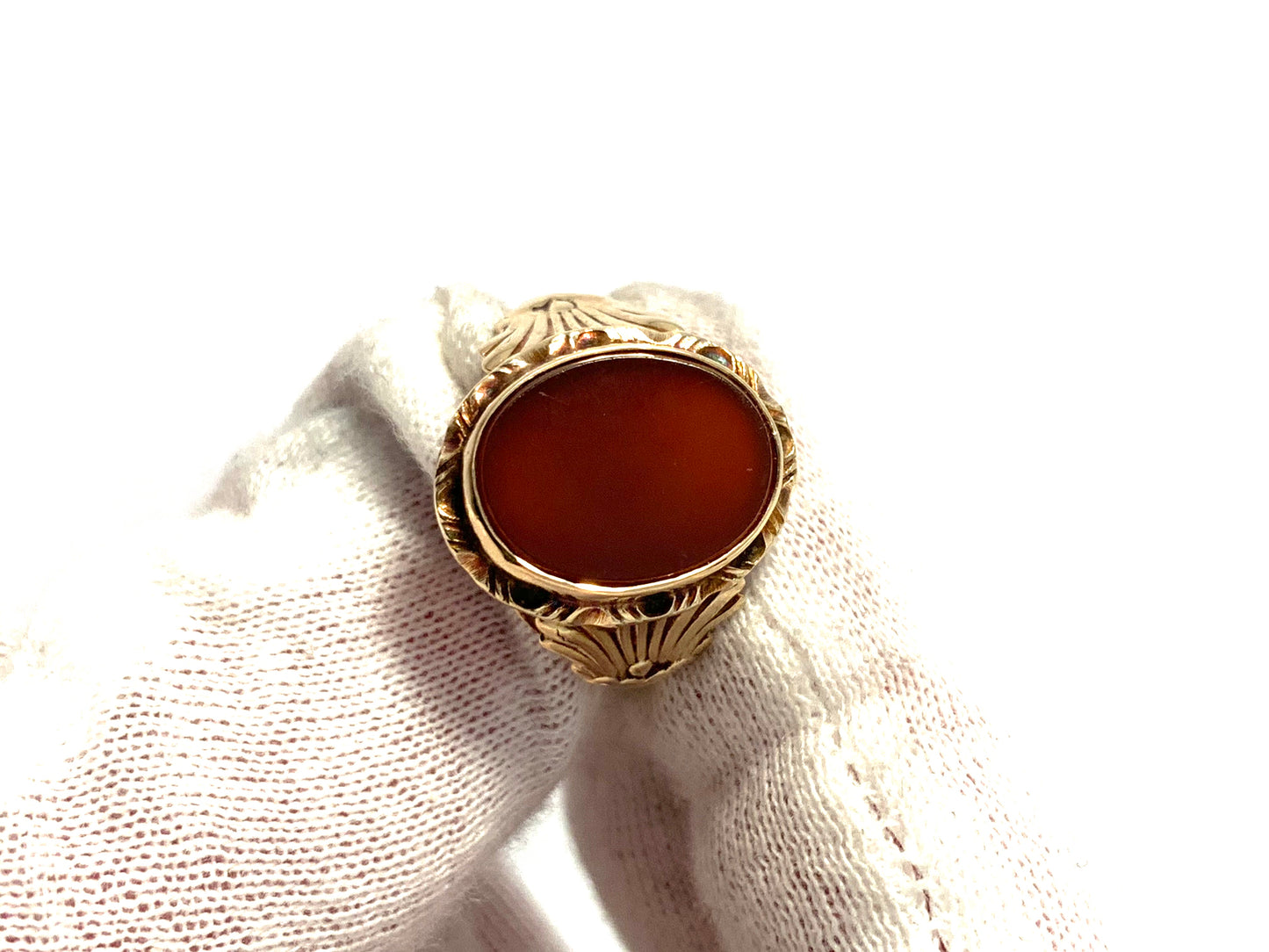 Mid Century 14k Gold Carnelian Unisex Signet Ring