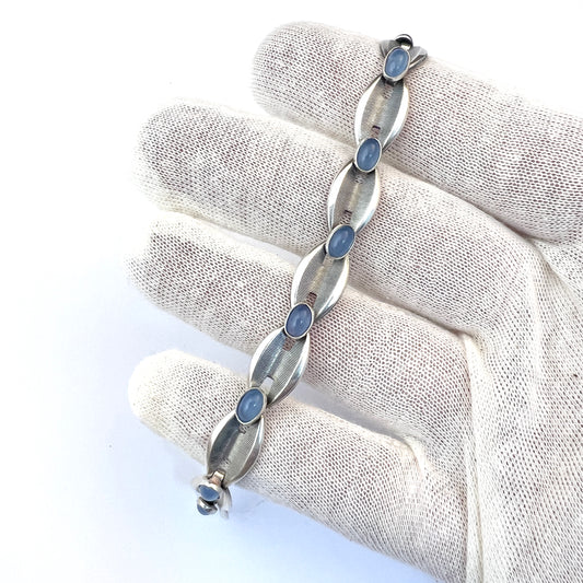 K&L-Kordes Lichtenfels, Germany 1960s Solid 835 Silver Chalcedony Bracelet.