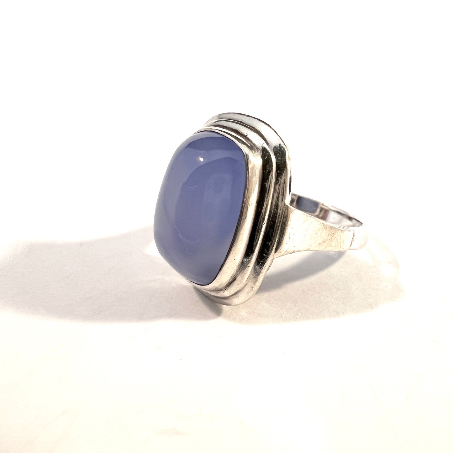 Germany / Austria 1950s. Vintage 835 Silver Chalcedony Ring.