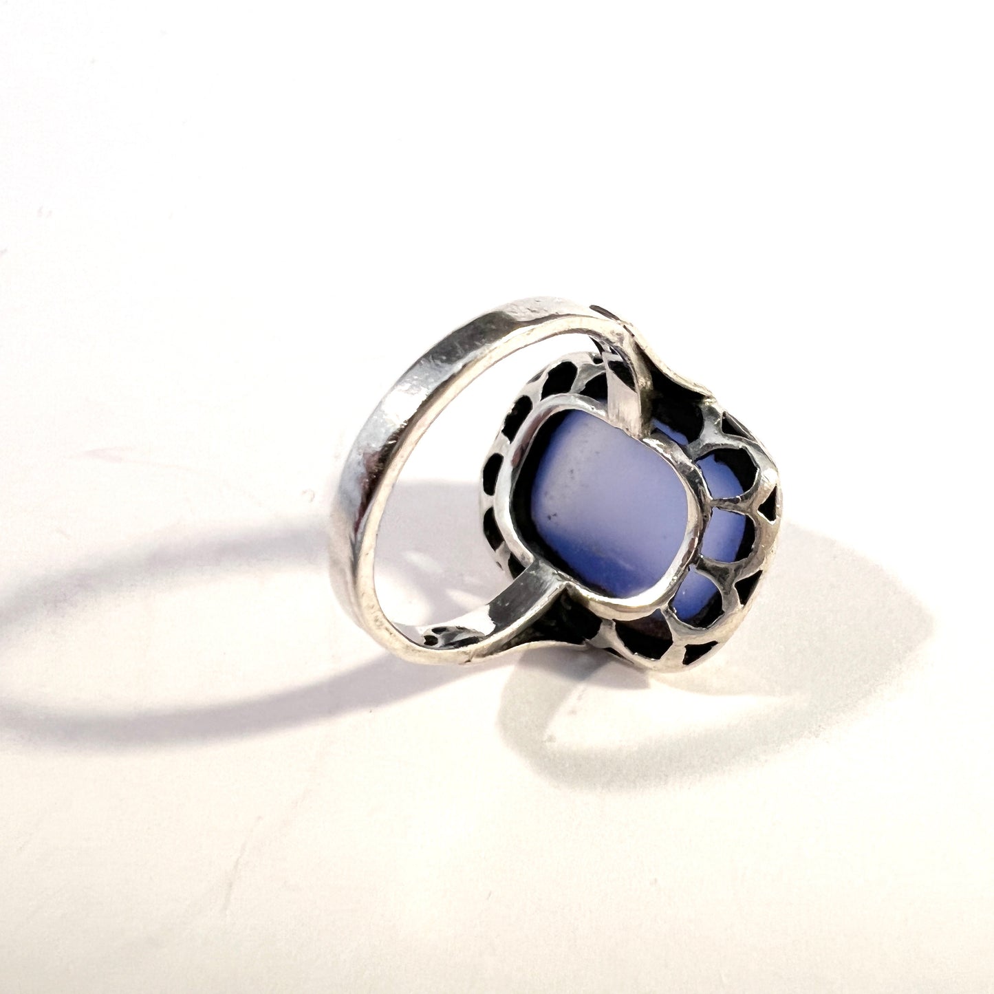 Germany / Austria 1950s. Vintage 835 Silver Chalcedony Ring.