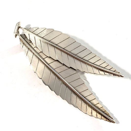 Kaplan, Stockholm 1955. Mid Century Large Sterling Silver Brooch.