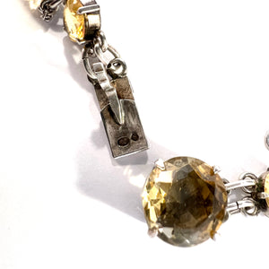 Maker HJ Germany/Denmark c year 1900. Antique 830 Silver Citrine Riviere Necklace.