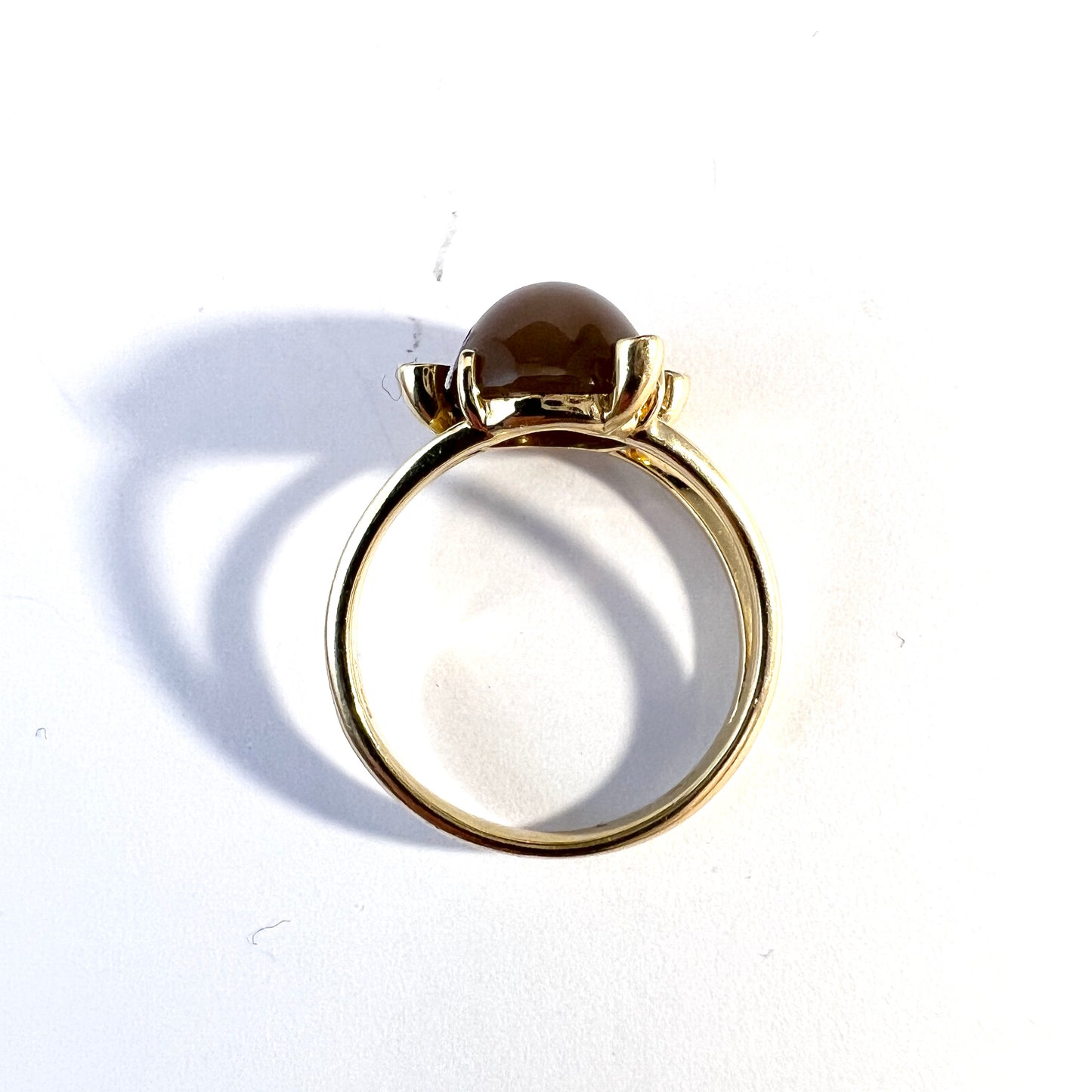 Vintage 14k Gold Diamond Scapolite Cats Eye Ring.