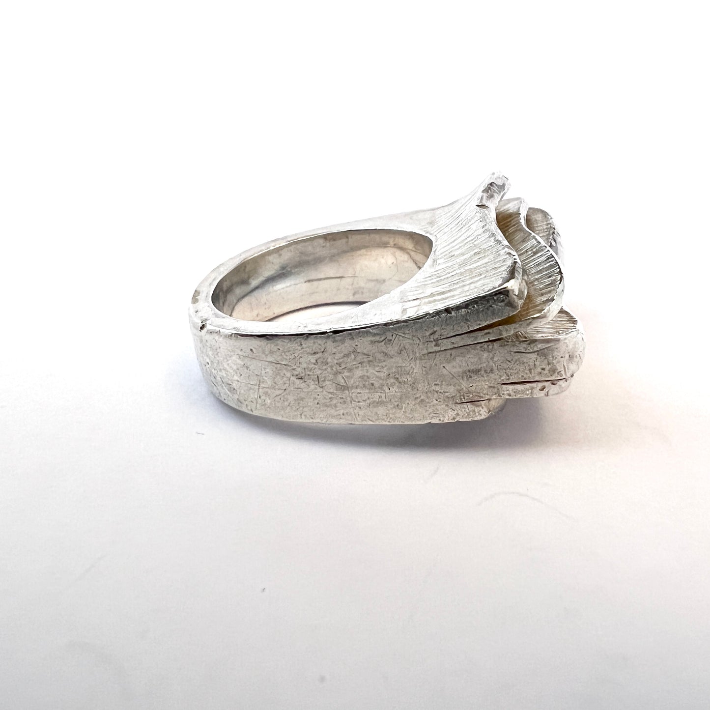 Rey Urban, Sweden 1969. Vintage Chunky Bold Brutalist Sterling Silver Ring.