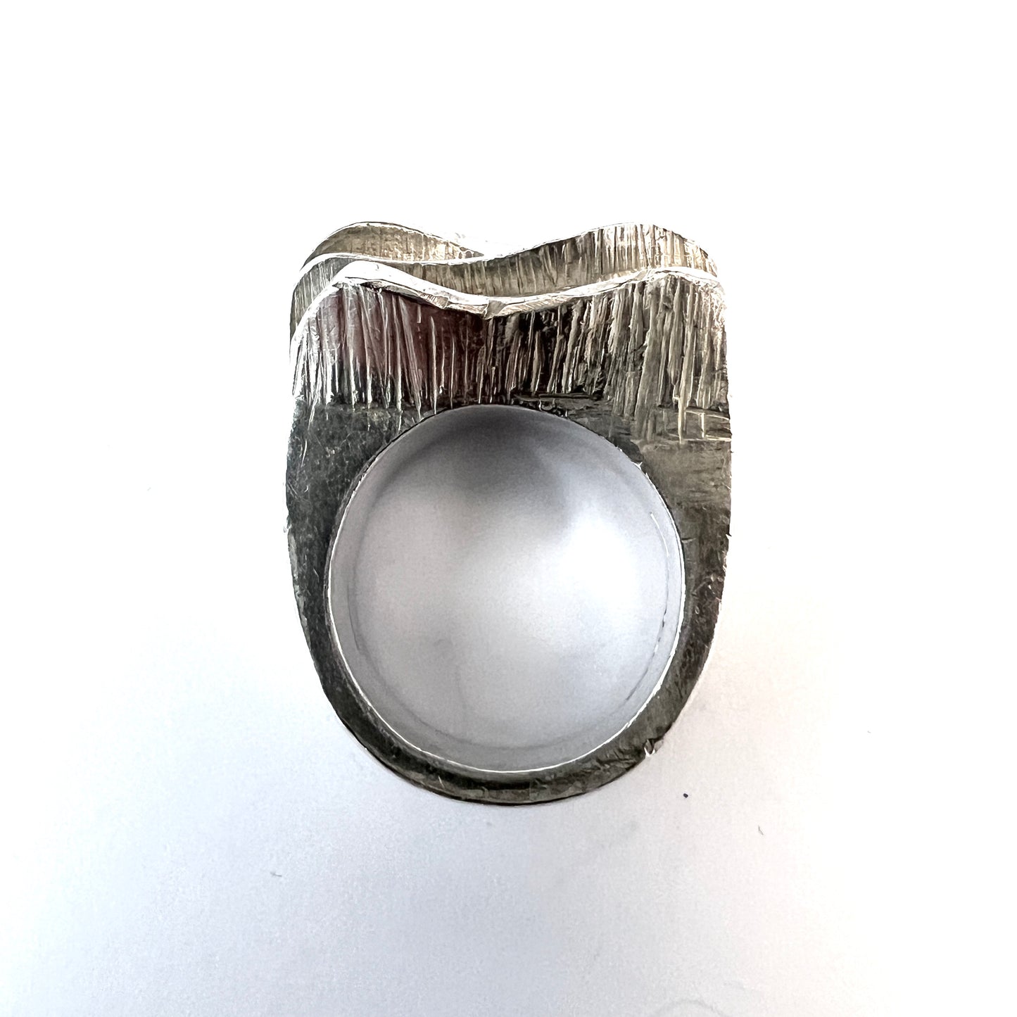 Rey Urban, Sweden 1969. Vintage Chunky Bold Brutalist Sterling Silver Ring.