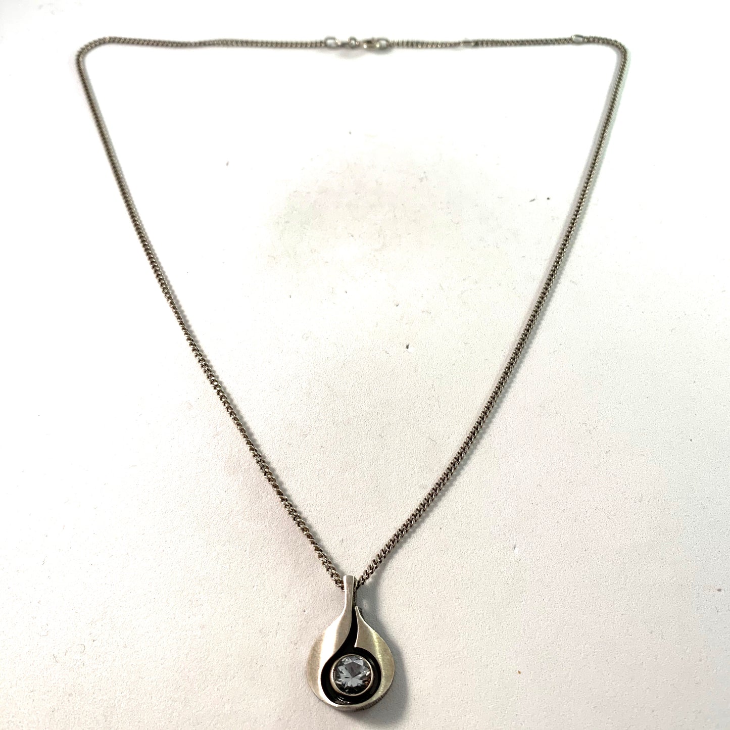 Karl Laine for Finnfeelings, Finland Vintage Sterling Rock Crystal Necklace.