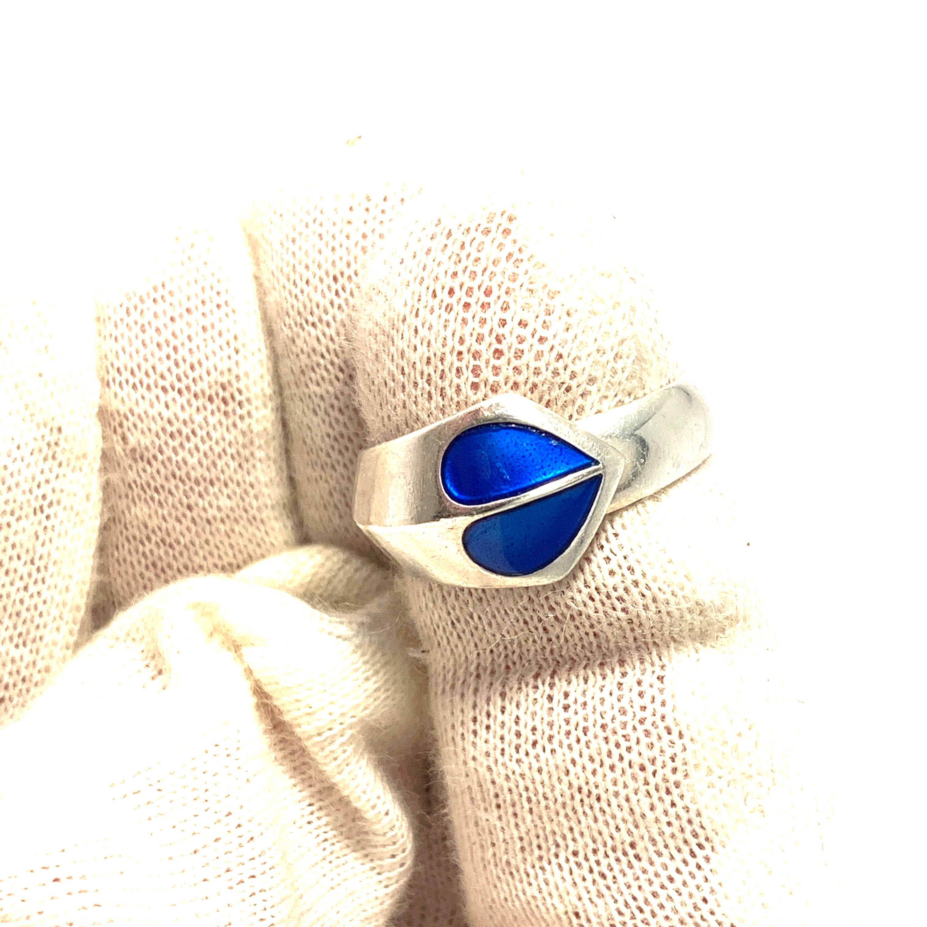 David Andersen. online Norway. Vintage Sterling Silver Blue Enamel Adjustable Size Ring