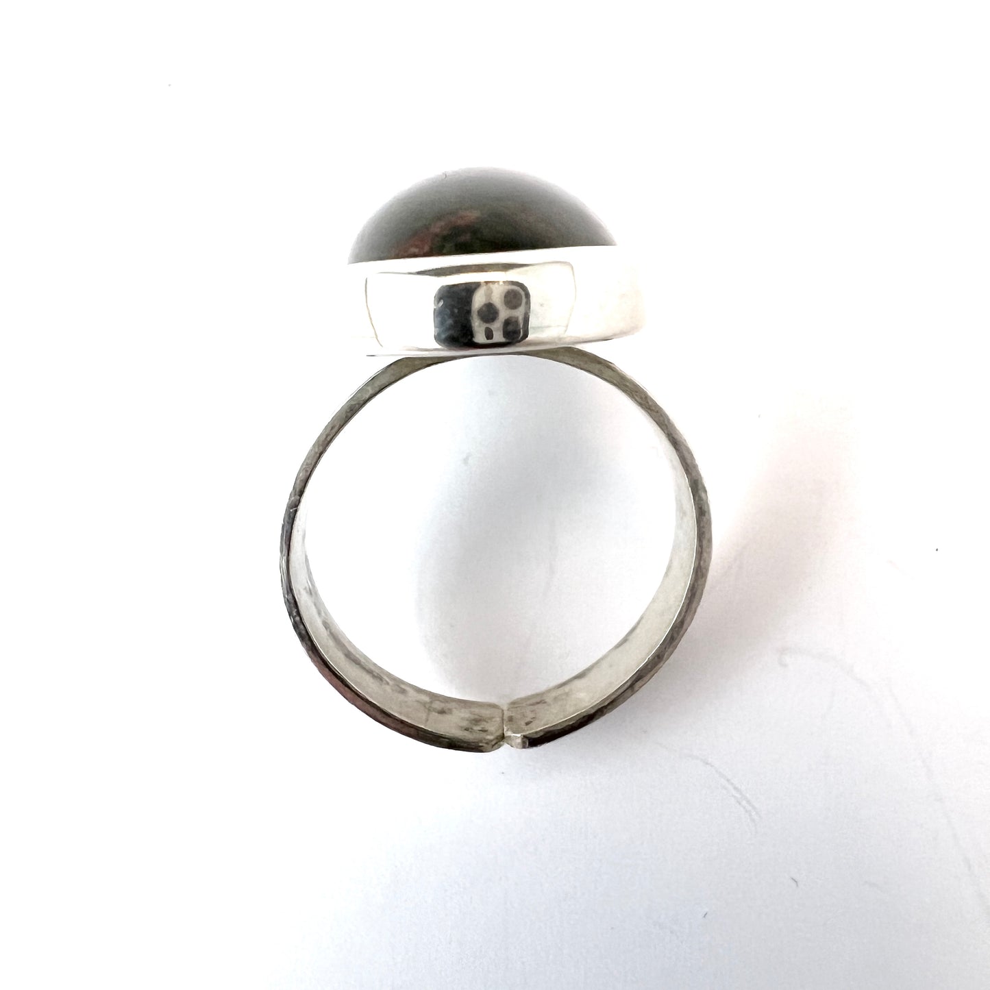 Vintage Scandinavian Sterling Silver Bloodstone Ring.
