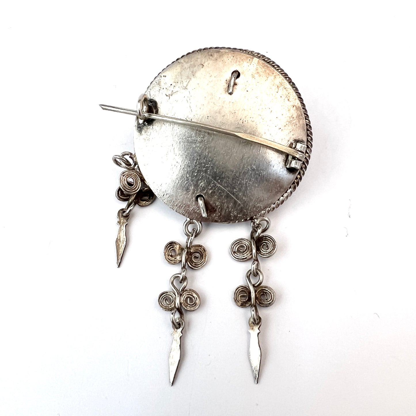 Scandinavia mid 1800s. Antique Solid Silver Traditional Brooch.