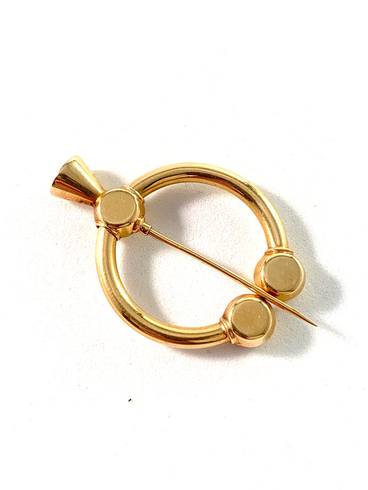 Antique 18k Gold Fibula Brooch Scarf Pin.